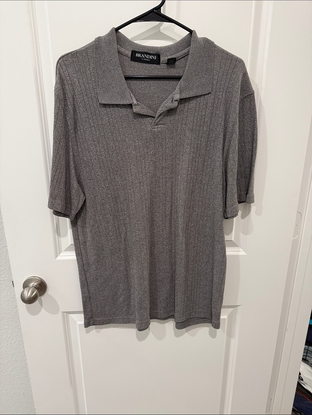 Brandini Men's Ribbed Gray Polo Shirt